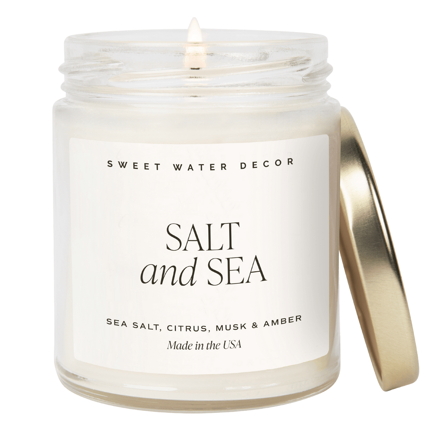 Salt and Sea Soy Candle - Clear Jar - 9 oz - Sweet Water Decor - Candles