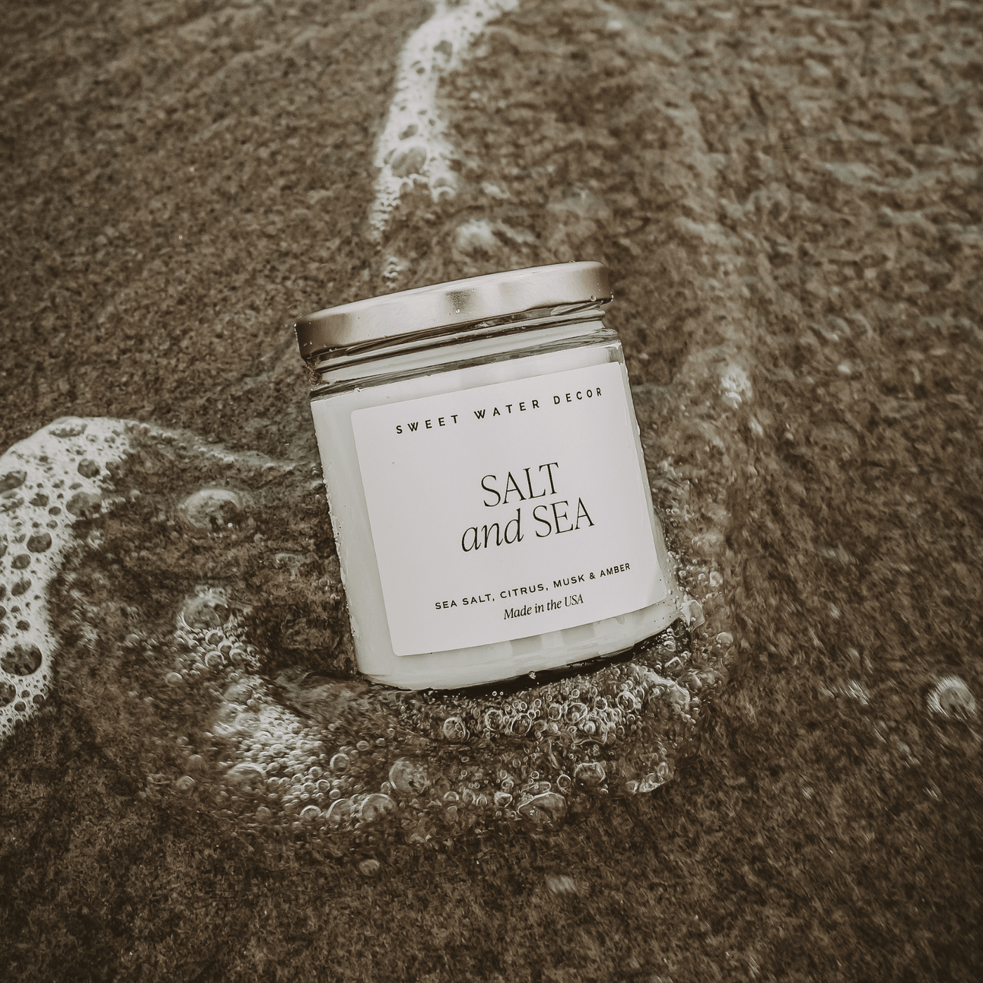 Salt and Sea Soy Candle - Clear Jar - 9 oz - Sweet Water Decor - Candles