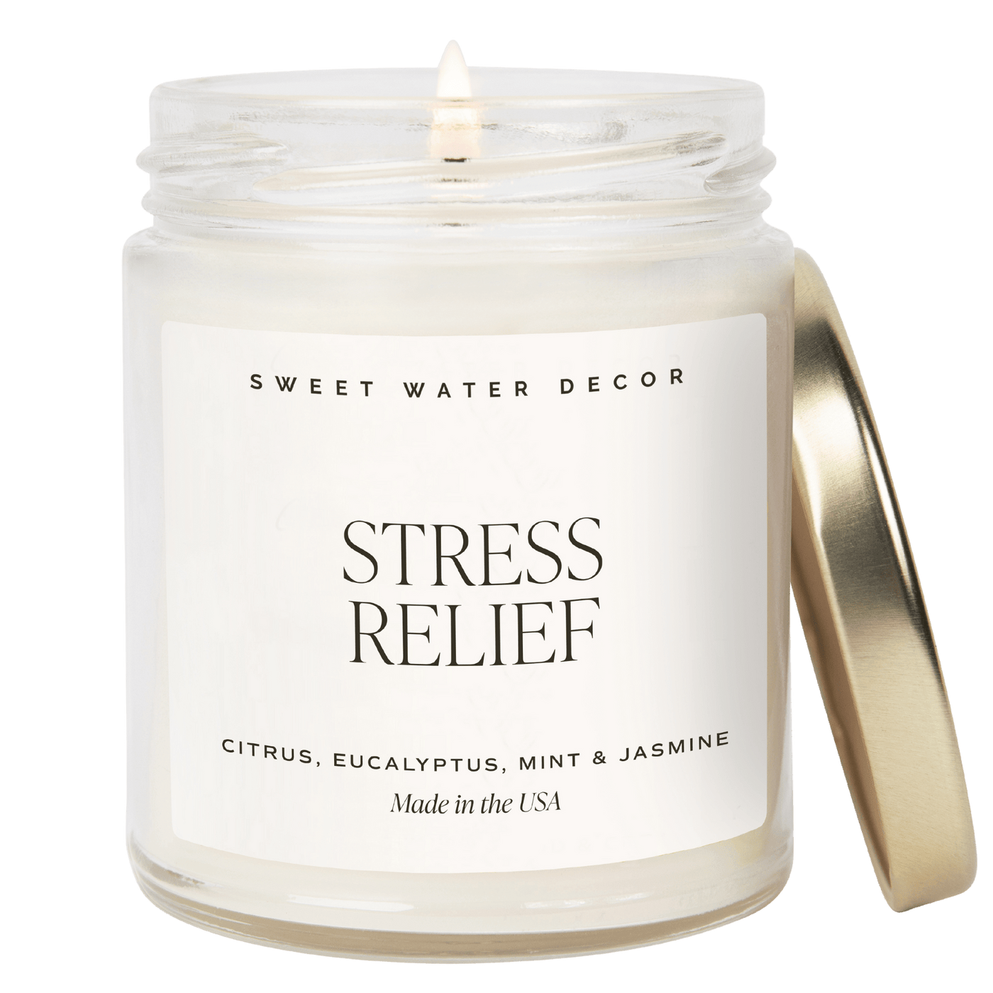 Stress Relief Soy Candle - Clear Jar - 9 oz - Sweet Water Decor - Candles