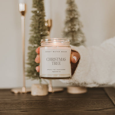 Christmas Tree Soy Candle - Clear Jar - 9 oz - Sweet Water Decor - Candles