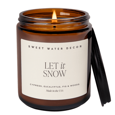 Let It Snow Soy Candle - Amber 9 oz Jar - Sweet Water Decor - Candles