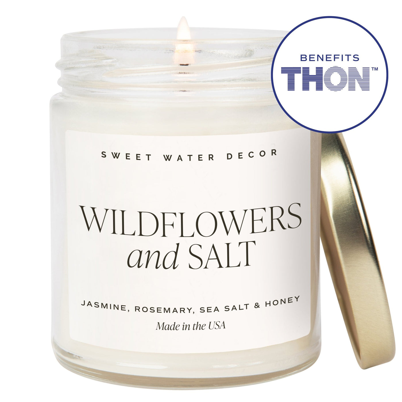 Wildflowers and Salt Soy Candle - Clear Jar - 9 oz THON - Sweet Water Decor - Candles