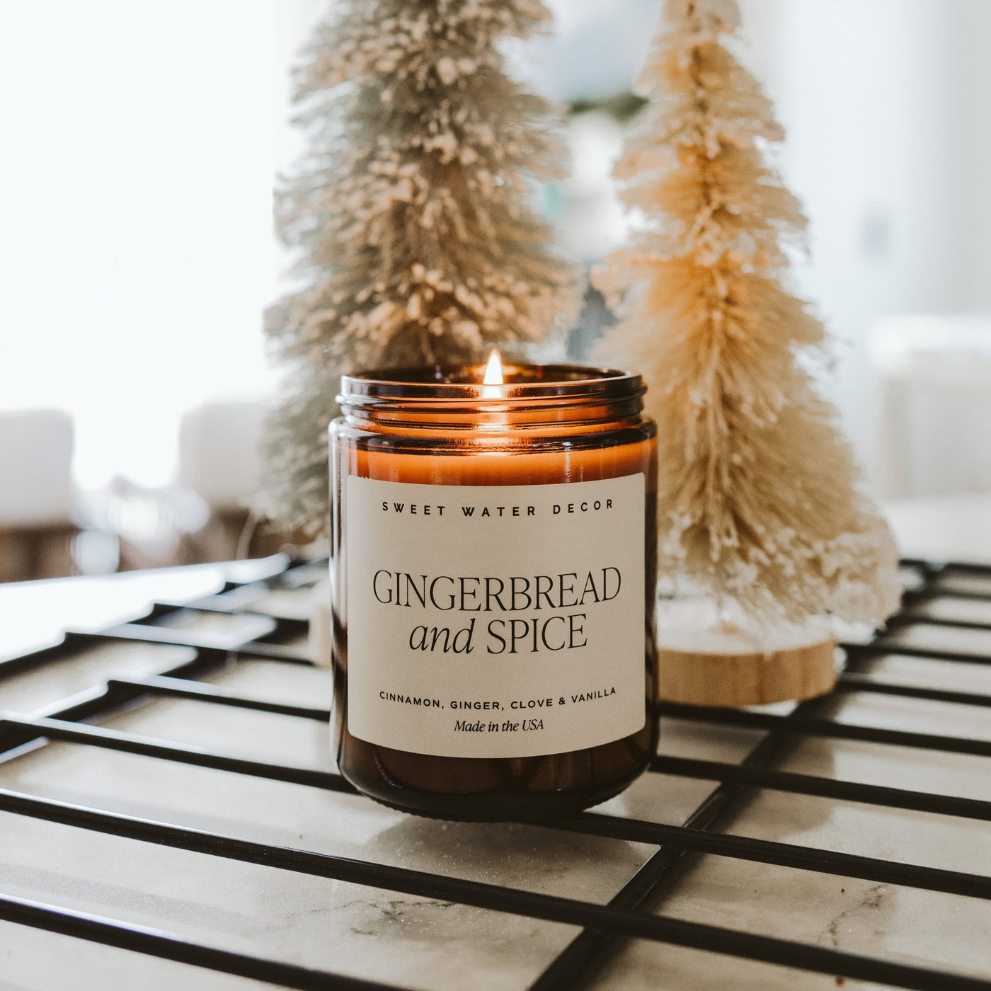 Gingerbread and Spice Soy Candle - Amber Jar - 9 oz - Sweet Water Decor - Candles