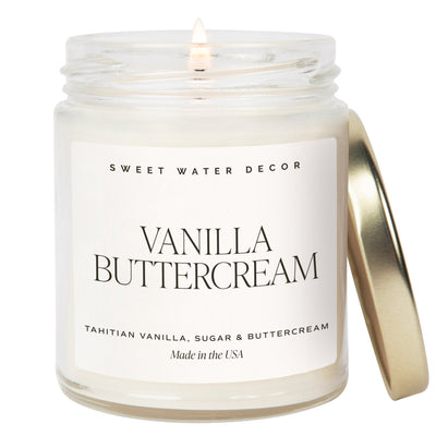 Vanilla Buttercream Soy Candle - Clear Label - 9 oz - Sweet Water Decor - Candles