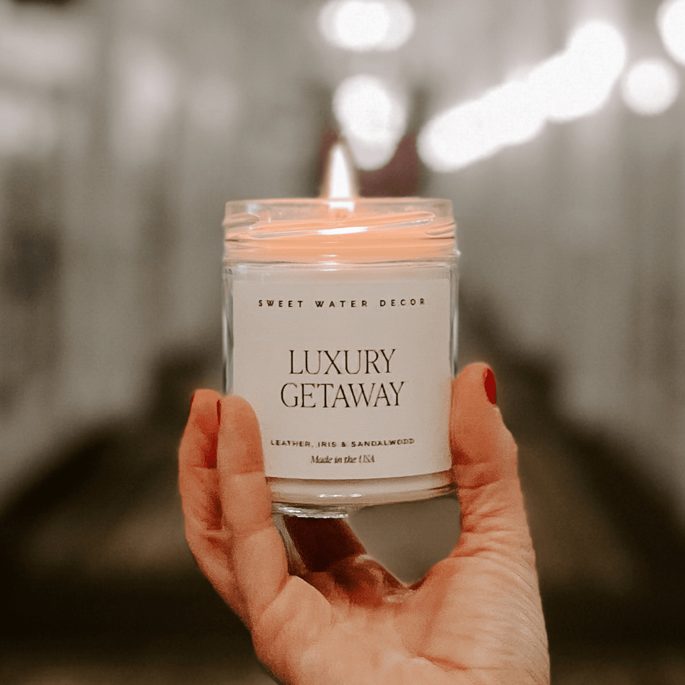 Luxury Getaway Soy Candle - Clear Jar - 9 oz - Sweet Water Decor - Candles