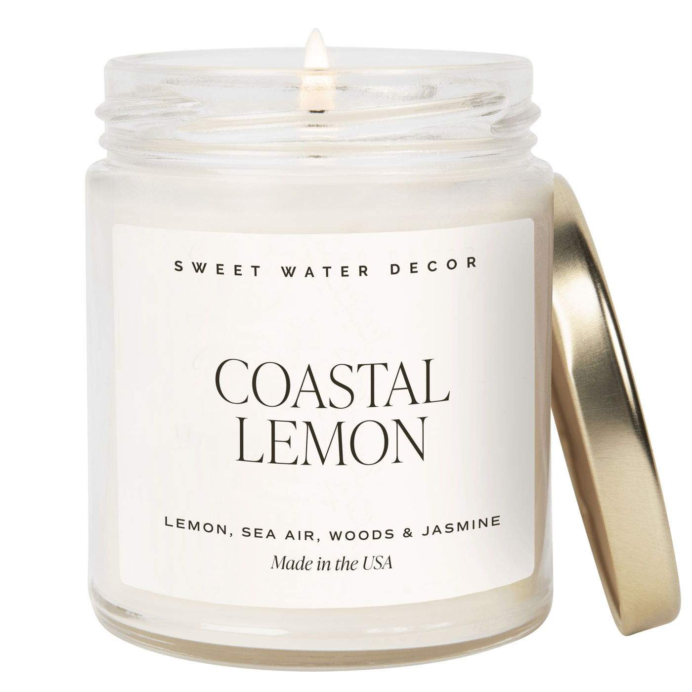 Coastal Lemon Soy Candle - Clear Jar - 9 oz - Sweet Water Decor - Candles