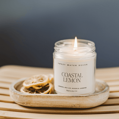 Coastal Lemon Soy Candle - Clear Jar - 9 oz - Sweet Water Decor - Candles