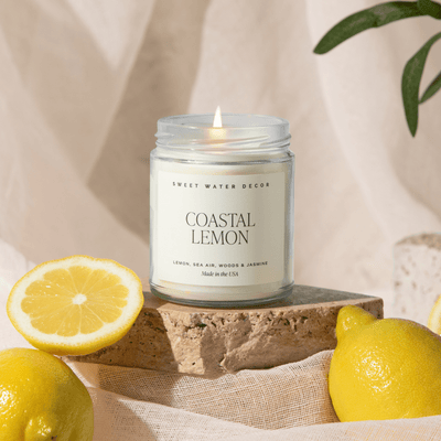 Coastal Lemon Soy Candle - Clear Jar - 9 oz - Sweet Water Decor - Candles