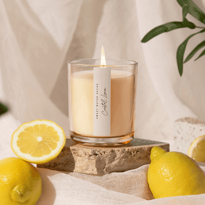 Coastal Lemon Soy Candle - Tinted Glass Jar - 12 oz - Sweet Water Decor - Candles