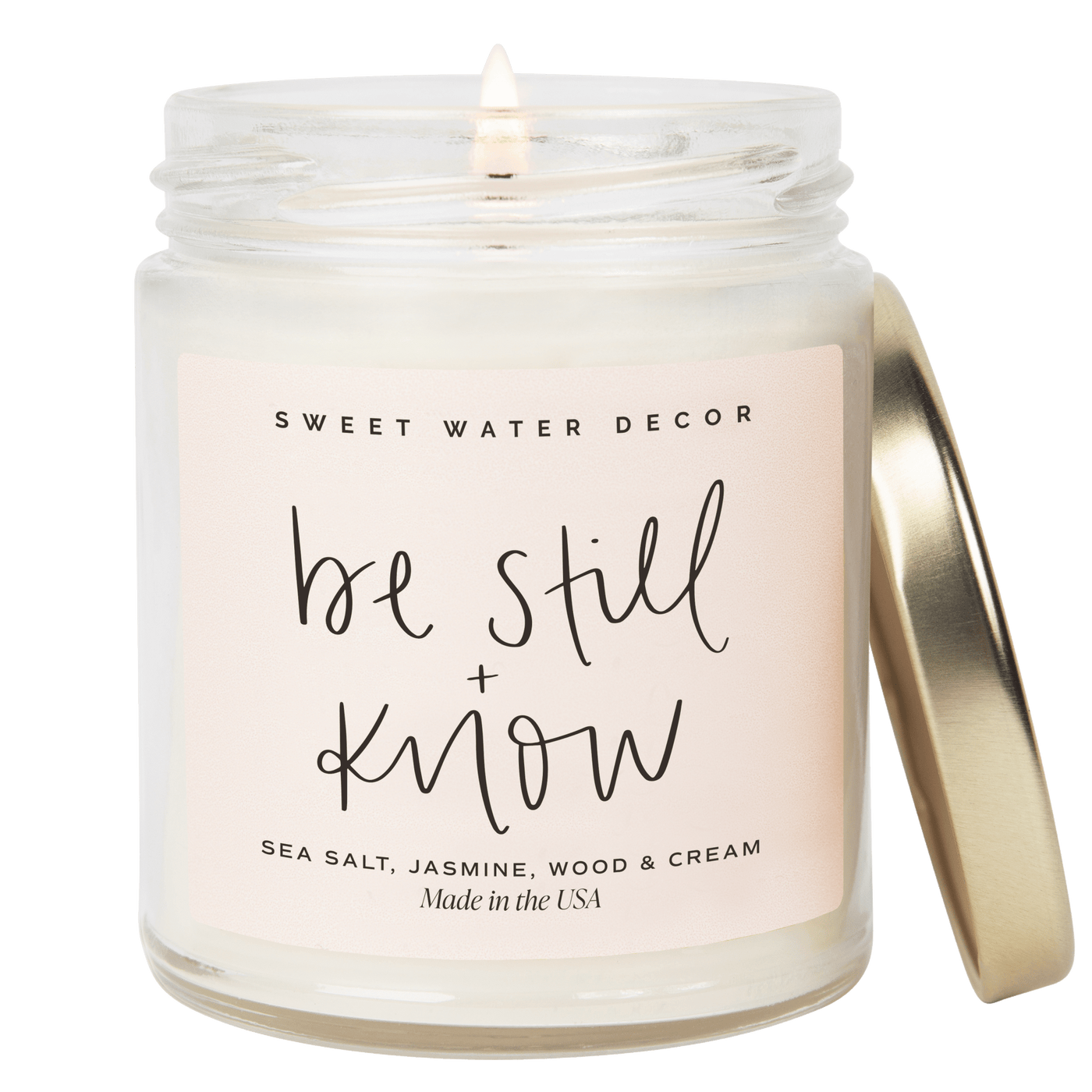 Be Still and Know Soy Candle - Clear Jar - 9 oz - Sweet Water Decor - Candles