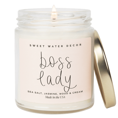 Boss Lady Soy Candle - Clear Jar - 9 oz - Sweet Water Decor - Candles