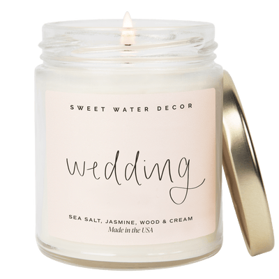 Wedding Soy Candle - Clear Jar - 9 oz - Sweet Water Decor - Candles