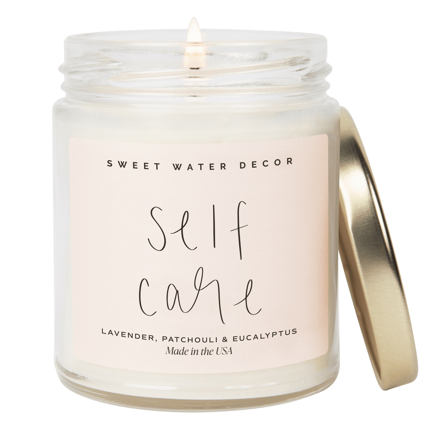 Self Care Soy Candle - Clear Jar - 9 oz - Sweet Water Decor - Candles