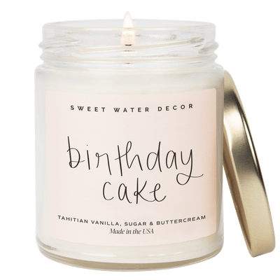 Birthday Cake Soy Candle - Clear Jar - 9 oz - Sweet Water Decor - Candles