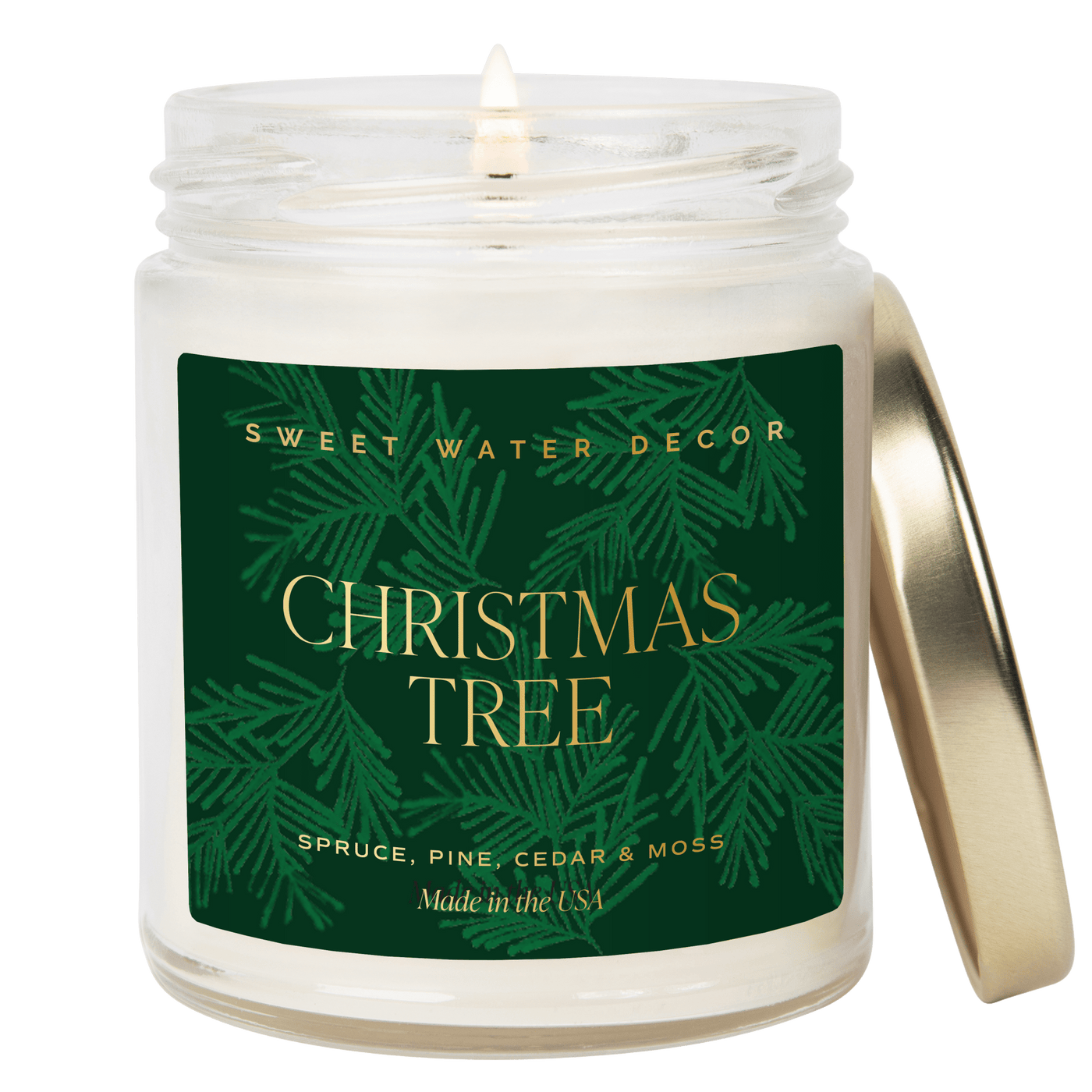 Christmas Tree Soy Candle - Clear Jar - 9 oz - Sweet Water Decor - Candles