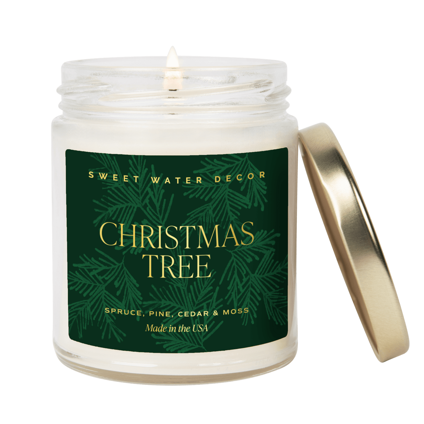 Christmas Tree Soy Candle - Clear Jar - 9 oz - Sweet Water Decor - Candles