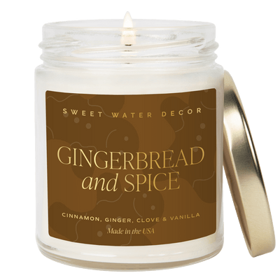 Gingerbread and Spice Soy Candle - Clear Jar - 9 oz - Sweet Water Decor - Candles