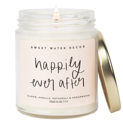 Happily Ever After Soy Candle - Clear Jar - 9 oz (Palo Santo Patchouli) - Sweet Water Decor - Candles