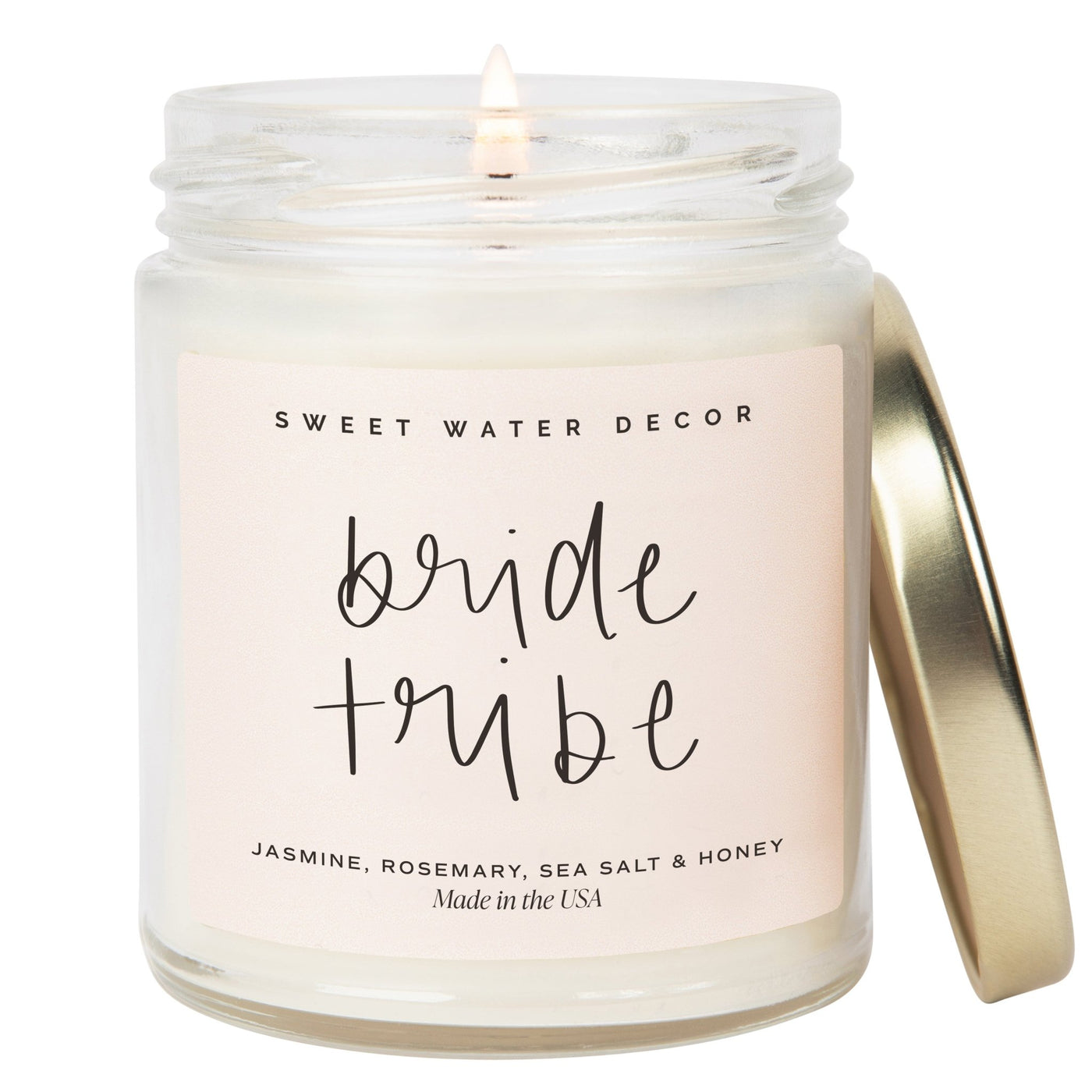 Bride Tribe Soy Candle - Clear Jar - 9 oz (Wildflowers and Salt) - Sweet Water Decor - Candles