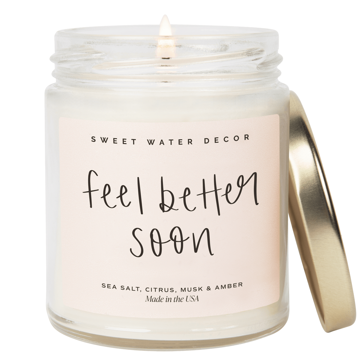 Feel Better Soon Soy Candle - Clear Jar - 9 oz (Salt and Sea) - Sweet Water Decor - Candles