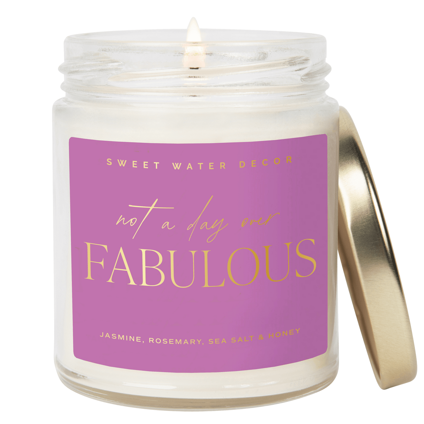 Not A Day Over Fabulous Soy Candle - Clear Jar - 9 oz (Wildflowers and Salt) - Sweet Water Decor - Candles