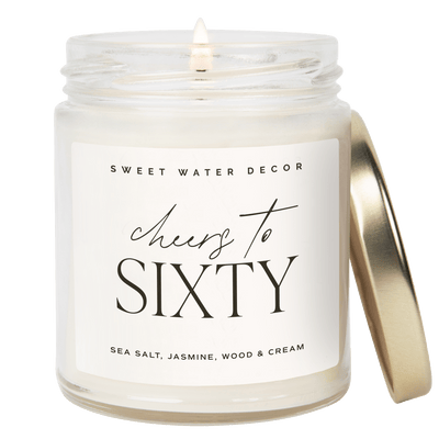 Cheers to Sixty Soy Candle - Clear Jar - 9 oz - Sweet Water Decor - Candles