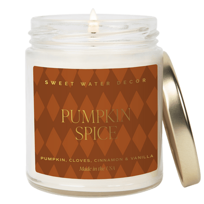 Pumpkin Spice Soy Candle | 9oz. Clear Jar - Sweet Water Decor - Candles