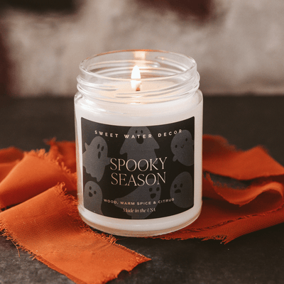 Spooky Season Soy Candle | 9oz. Clear Jar (Cozy Season) - Sweet Water Decor - Candles