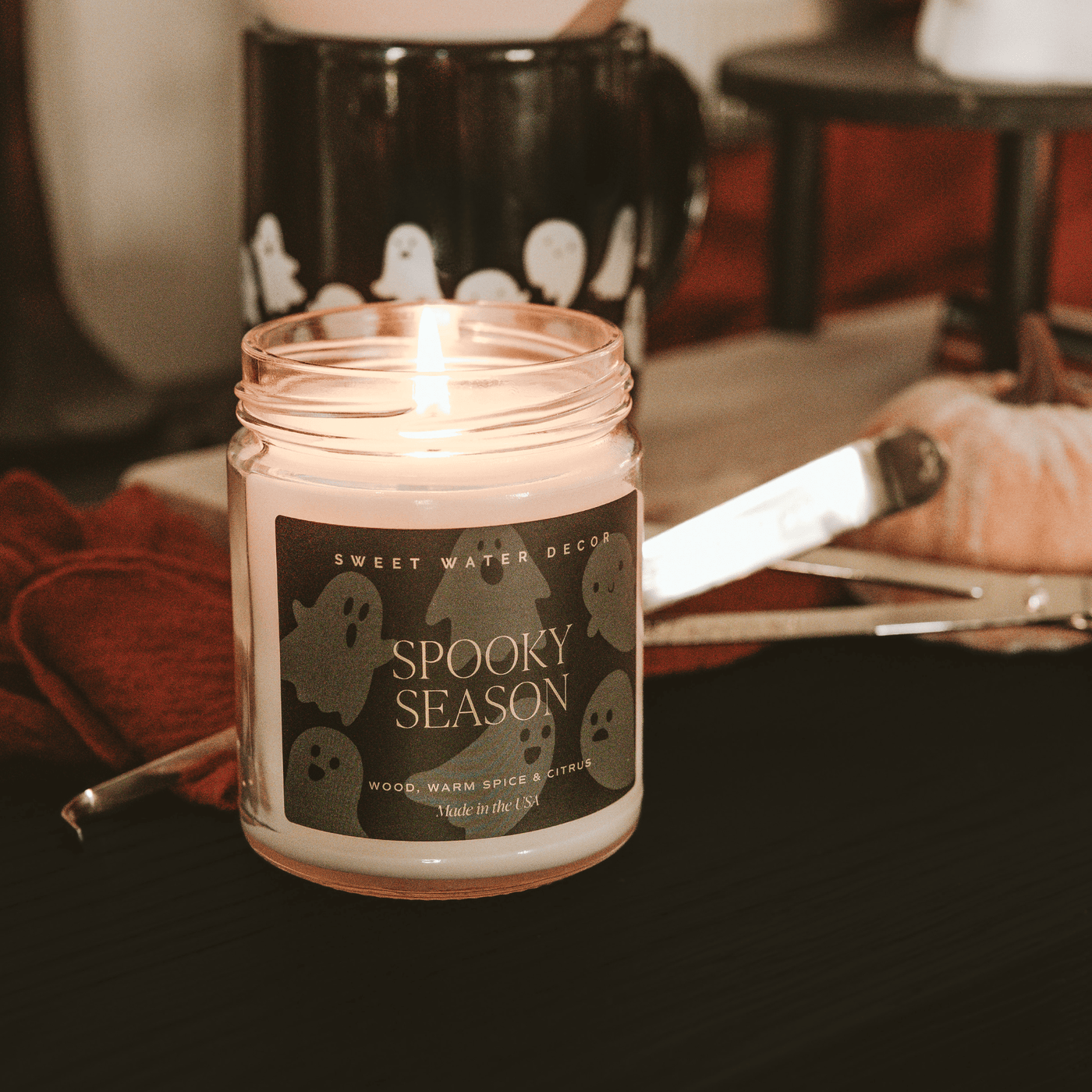 Spooky Season Soy Candle | 9oz. Clear Jar (Cozy Season) - Sweet Water Decor - Candles