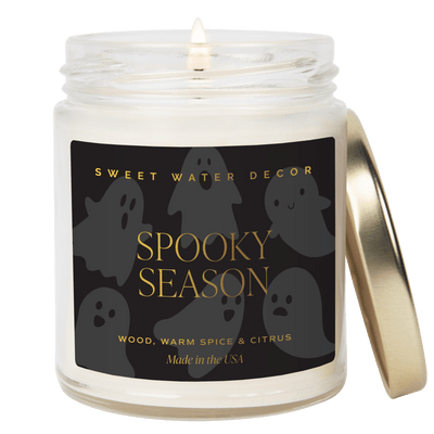 Spooky Season Soy Candle | 9oz. Clear Jar (Cozy Season) - Sweet Water Decor - Candles