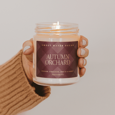 Autumn Orchard Soy Candle | 9oz. Clear Jar (Mulled Cider) - Sweet Water Decor - Candles