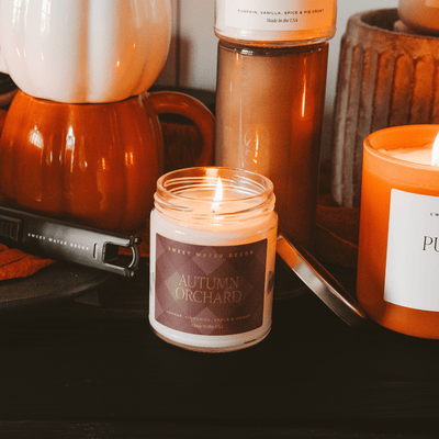 Autumn Orchard Soy Candle | 9oz. Clear Jar (Mulled Cider) - Sweet Water Decor - Candles