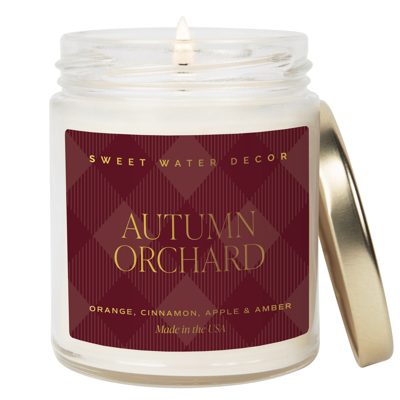 Autumn Orchard Soy Candle | 9oz. Clear Jar (Mulled Cider) - Sweet Water Decor - Candles