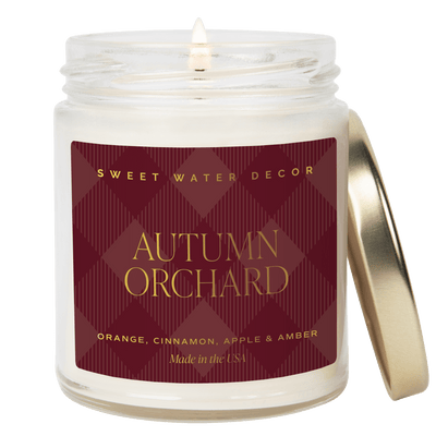 Autumn Orchard Soy Candle | 9oz. Clear Jar (Mulled Cider) - Sweet Water Decor - Candles