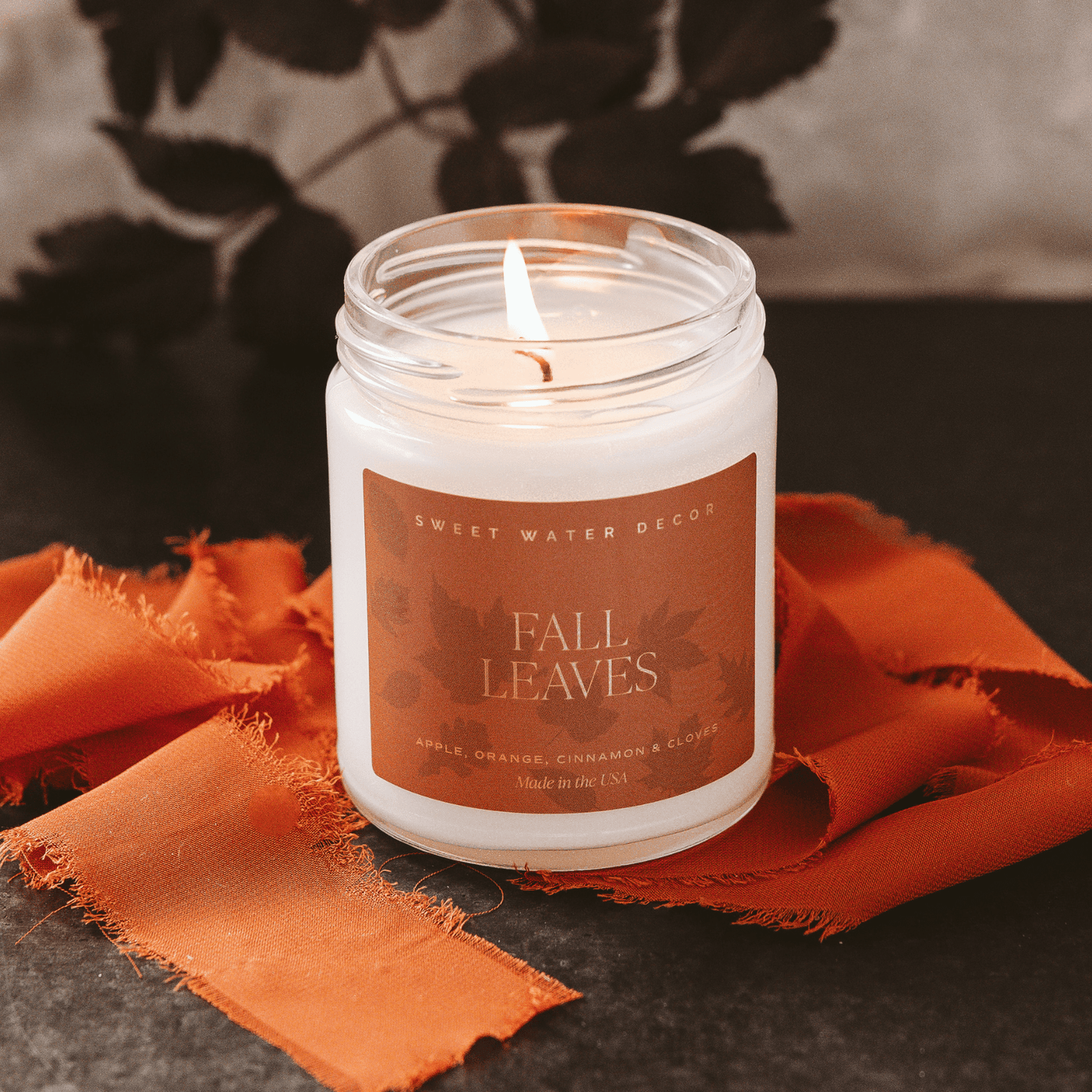 Fall Leaves Soy Candle | 9oz. Clear Jar - Sweet Water Decor - Candles