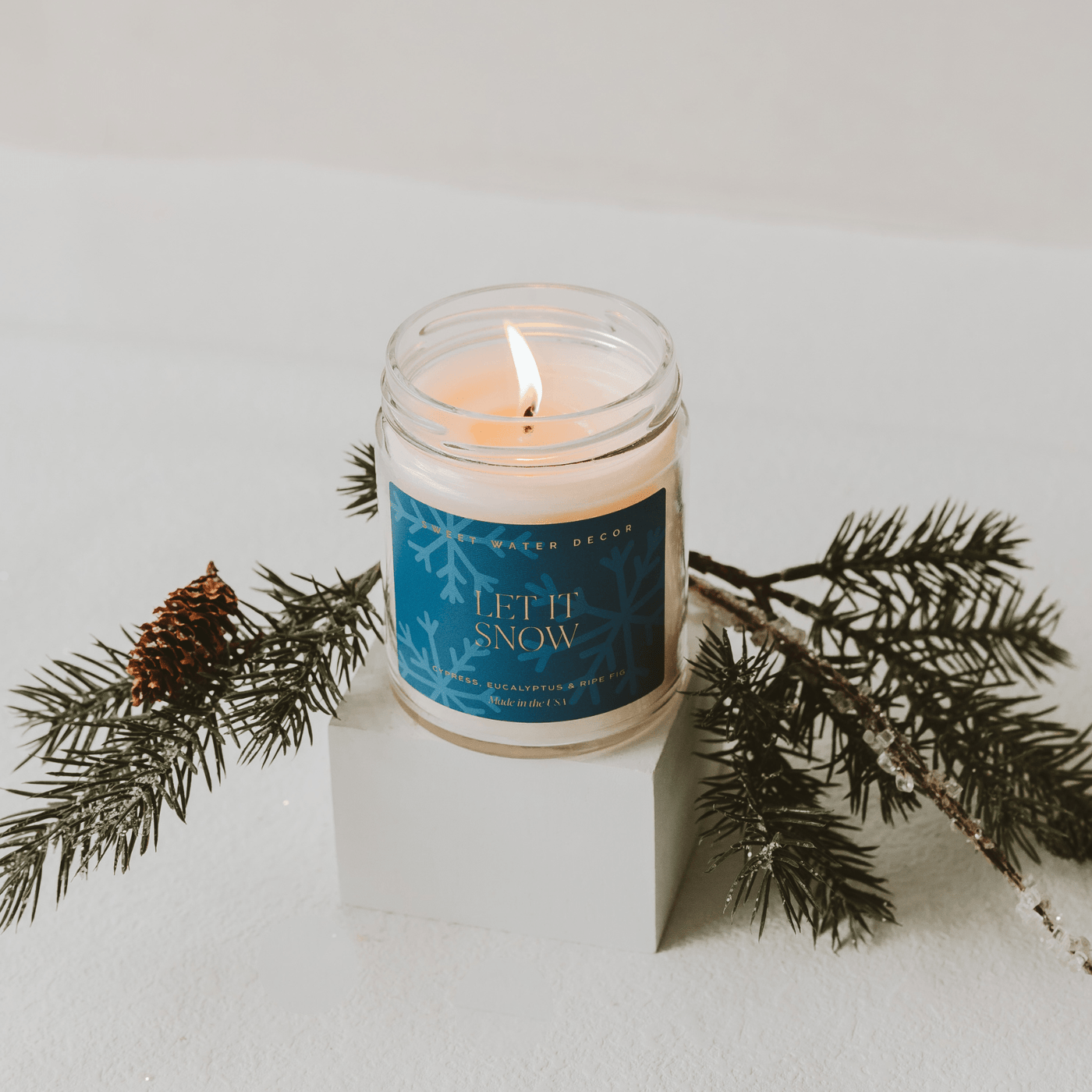 Let It Snow Soy Candle | 9oz. Clear Jar - Sweet Water Decor - Candles