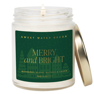 Merry and Bright Soy Candle | 9oz. Clear Jar - Sweet Water Decor - Candles