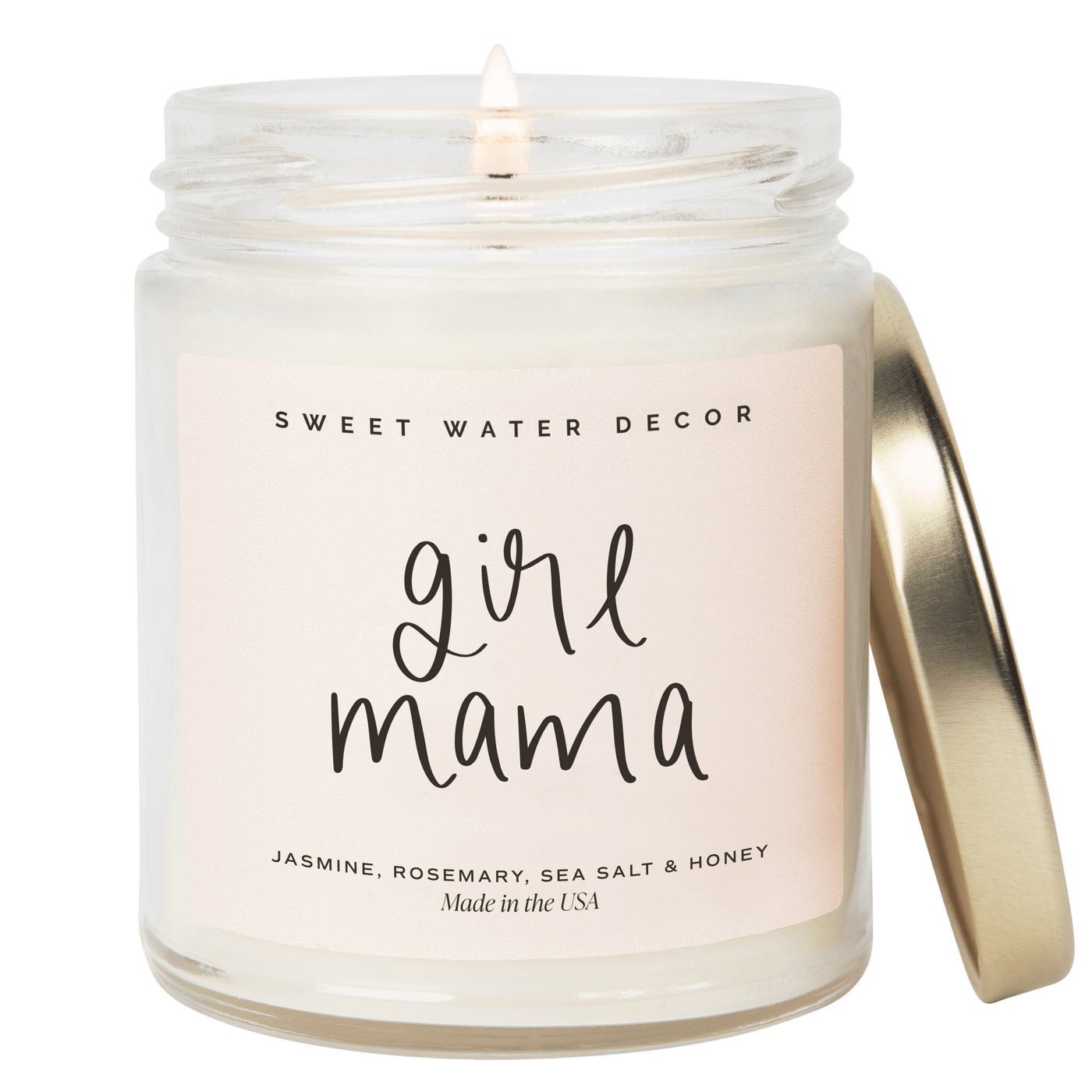 Girl Mama Soy Candle - Clear Jar - 9 oz (Wildflowers and Salt) - Sweet Water Decor - Candles