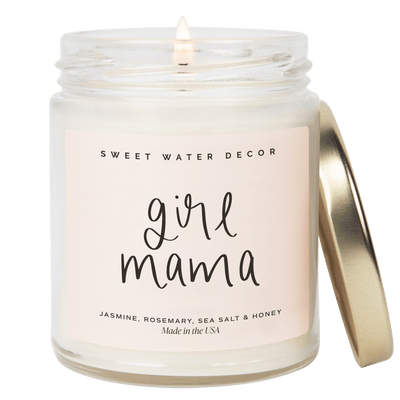 Girl Mama Soy Candle - Clear Jar - 9 oz (Wildflowers and Salt) - Sweet Water Decor - Candles