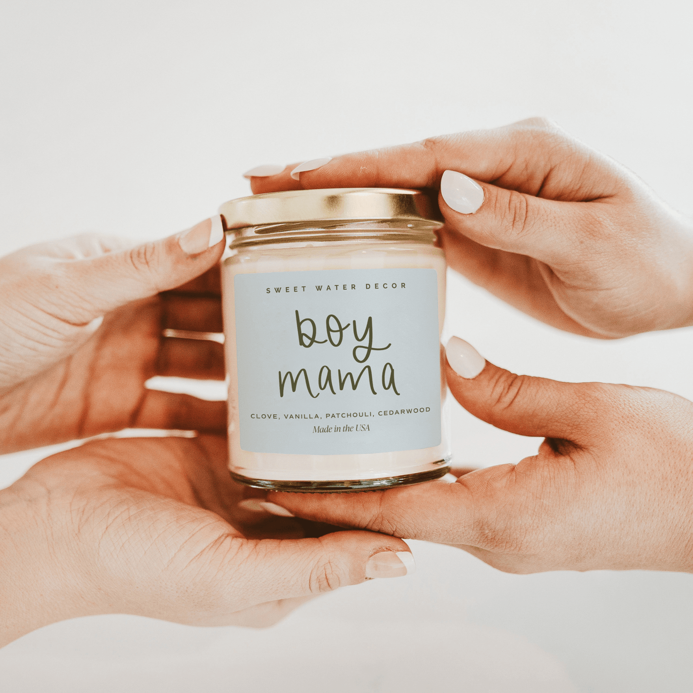 Boy Mama Soy Candle - Clear Jar - 9 oz (Palo Santo Patchouli) - Sweet Water Decor - Candles