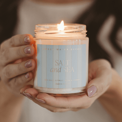 Salt and Sea Soy Patterned Candle - Clear Jar - 9 oz