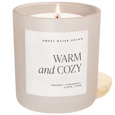 Warm and Cozy Soy Candle - Tan Matte Jar - 15 oz