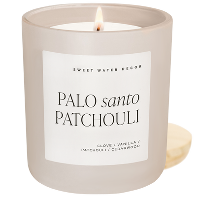 Palo Santo Patchouli Soy Candle - Tan Matte Jar - 15 oz