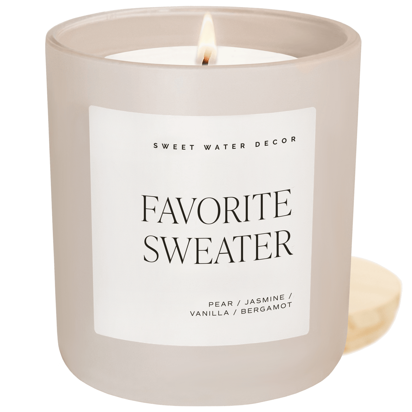 Favorite Sweater Soy Candle - Tan Matte Jar - 15 oz - Sweet Water Decor - Candles