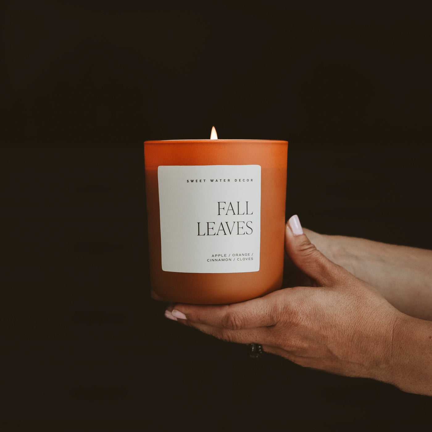 Fall Leaves Soy Candle - Orange Matte Jar - 15 oz - Sweet Water Decor - Candles