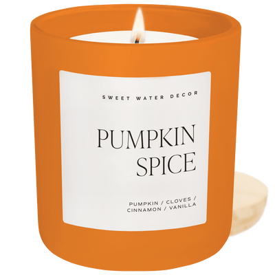 Pumpkin Spice Soy Candle - Orange Matte Jar - 15 oz - Sweet Water Decor - Candles