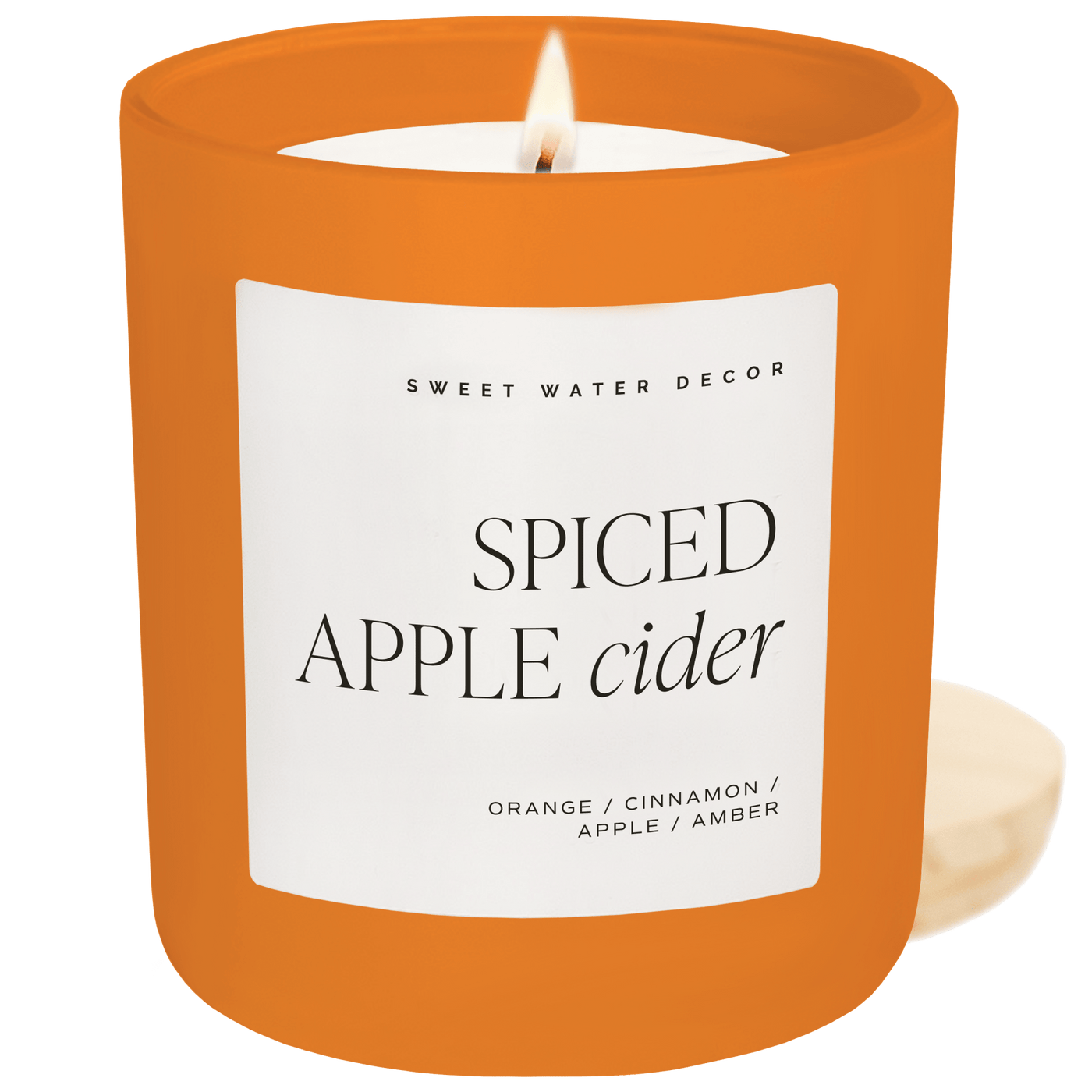 Spiced Apple Cider Soy Candle - Orange Matte Jar - 15 oz - Sweet Water Decor - Candles