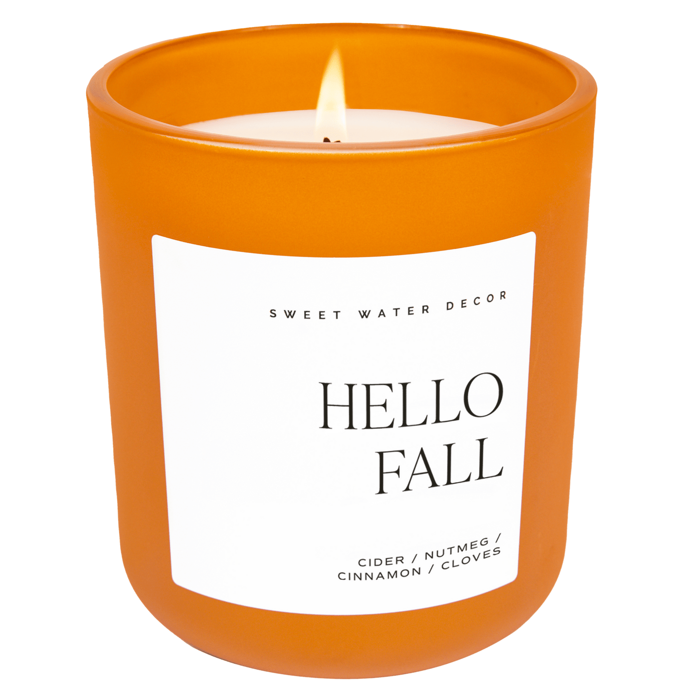 Hello Fall Soy Candle - Orange Matte Jar - 15 oz - Sweet Water Decor - Candles