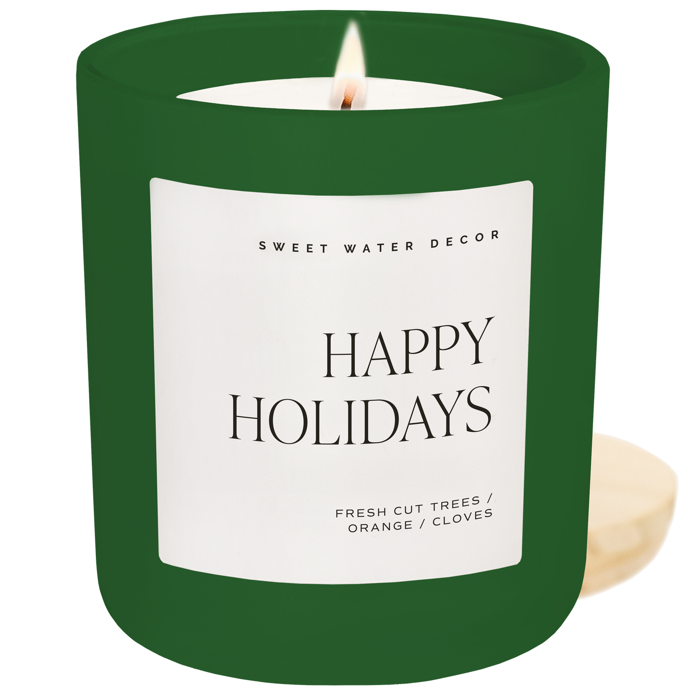 Happy Holidays Soy Candle - Green Matte Jar - 15 oz