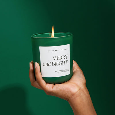 Merry and Bright Soy Candle - Green Matte Jar - 15 oz - Sweet Water Decor - Candles